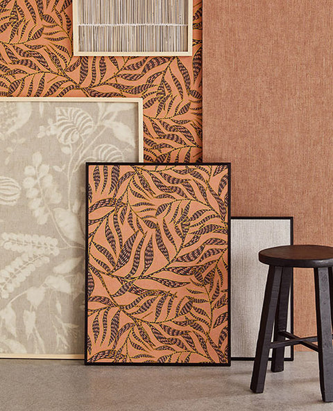 391554 Montrose Coral Leaves Wallpaper