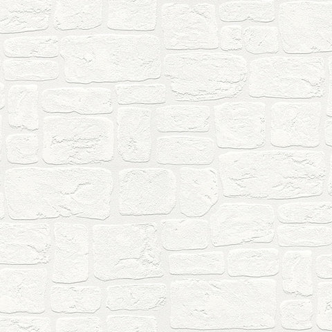 4000-2040-42 Gaffrey White Stone Paintable Wallpaper