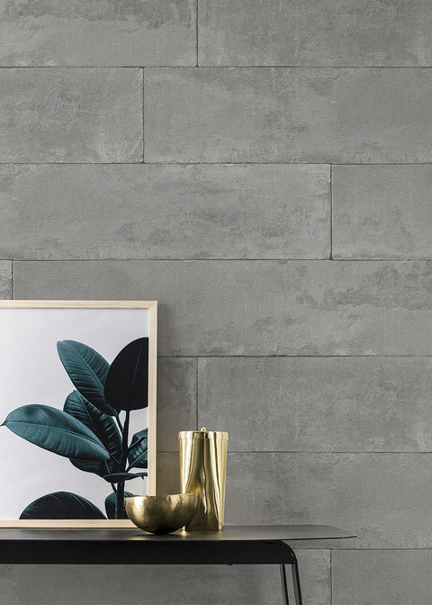 4015-426021 Lanier Grey Stone Plank Wallpaper
