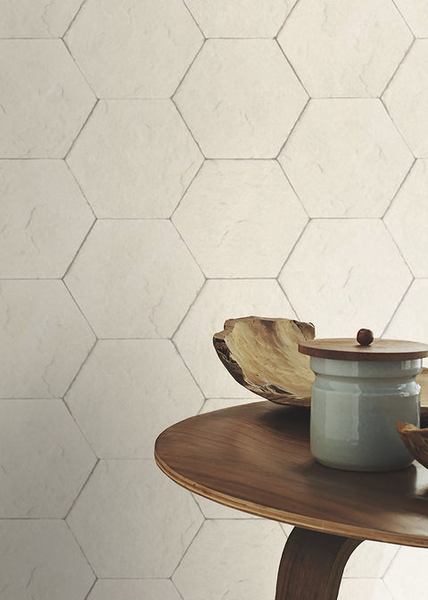 4015-427110 Bascom Dove Stone Hexagon Wallpaper