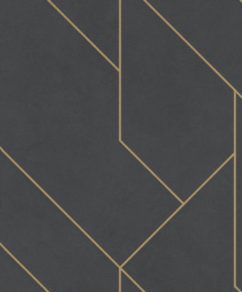 4015-427431 Pollock Black Gilded Geometric Wallpaper