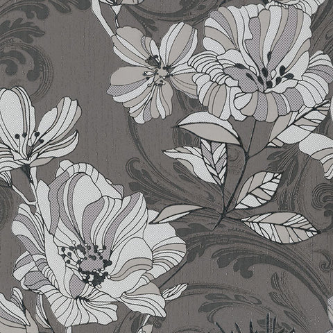 4019-86401 Selene Silver Mucha Floral Wallpaper