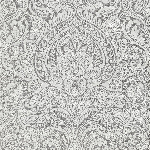4019-86443 Artemis Silver Floral Damask Wallpaper