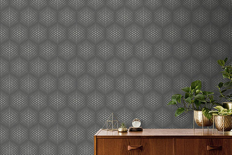 4020-50609 Milo Dark Grey Bubble Geometric Wallpaper