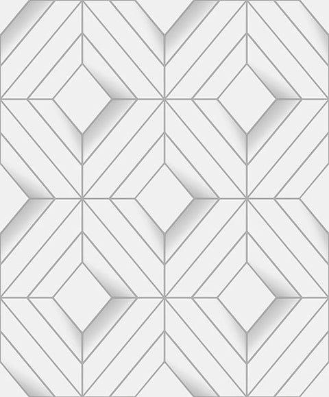 4020-61400 Filmore White Diamond Panes Wallpaper