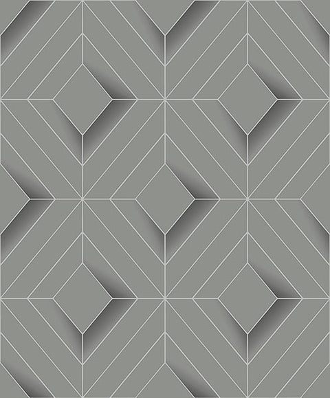 4020-61409 Filmore Grey Diamond Panes Wallpaper