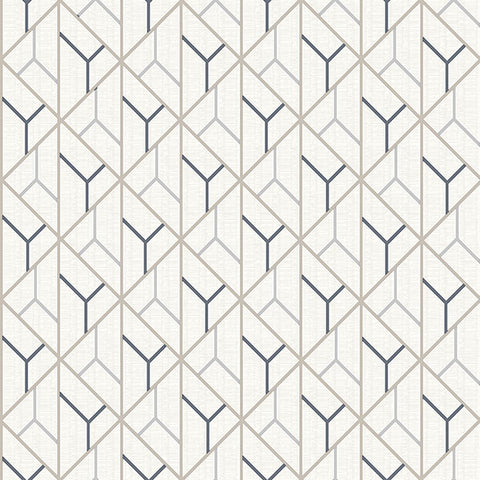 4020-94007 Wilder Cream Geometric Trellis Wallpaper