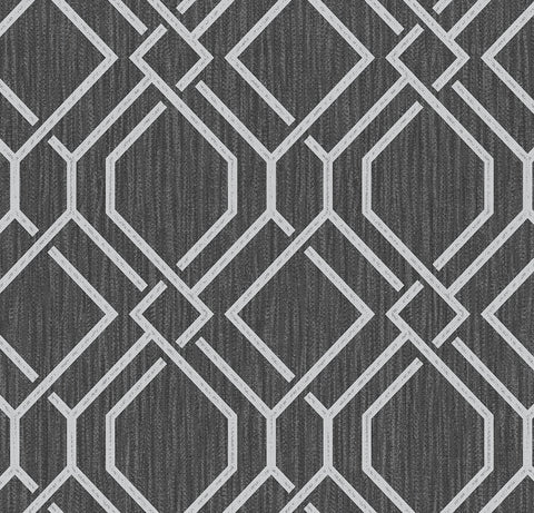 4025-82519 Frege Charcoal Trellis Wallpaper