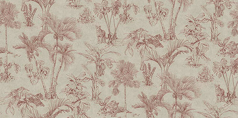 4044-38021-3 Zapata Merlot Tropical Jungle Wallpaper
