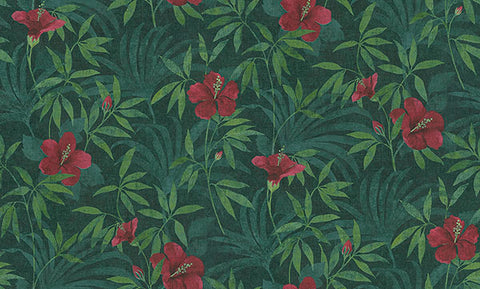 4044-38028-1 Malecon Green Floral Wallpaper