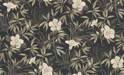 4044-38028-2 Malecon Charcoal Floral Wallpaper