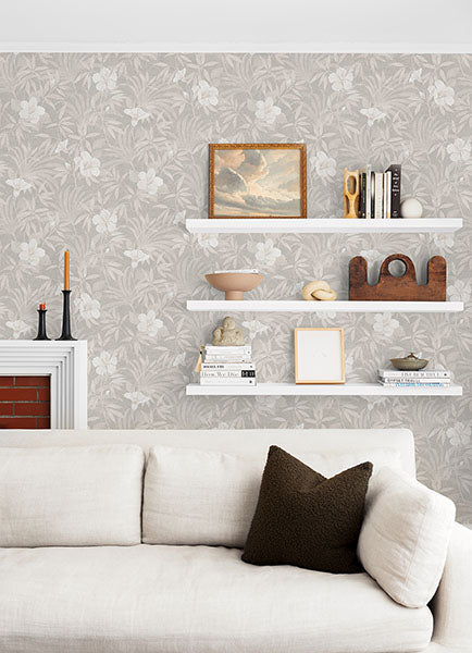 4044-38028-4 Malecon Grey Floral Wallpaper