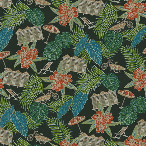 Beach Scenes 802531 Charcoal Tommy Bahama Outdoor Fabric