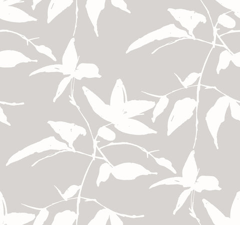 AF6508 Grey Persimmon Leaf Wallpaper