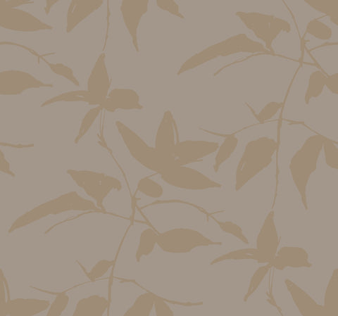 AF6512 Gold, Taupe Persimmon Leaf Wallpaper