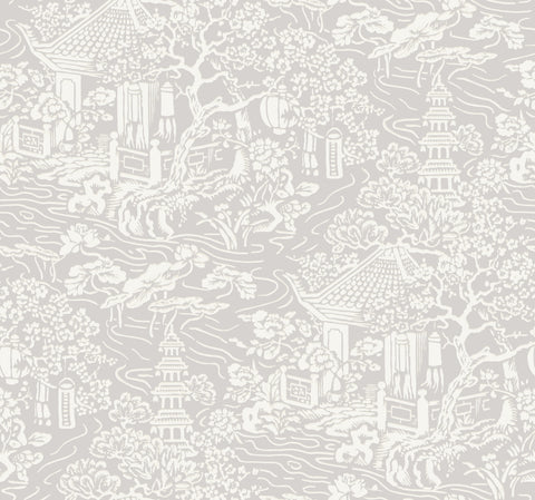 AF6573 Grey Chinoiserie Wallpaper