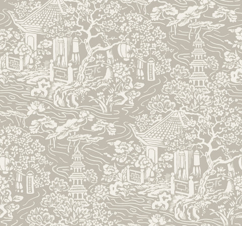 AF6574 Beige Chinoiserie Wallpaper