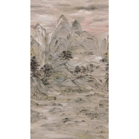 AF6597M Taupe Misty Mountain Wallpaper Mural