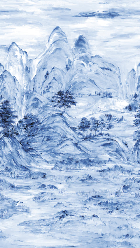 AF6598M Blue Misty Mountain Wallpaper Mural