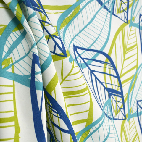 Belize Azure Leaf Skeleton Outdoor Fabric