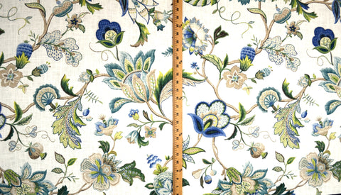 Brissac Sapphire Floral Linen Fabric