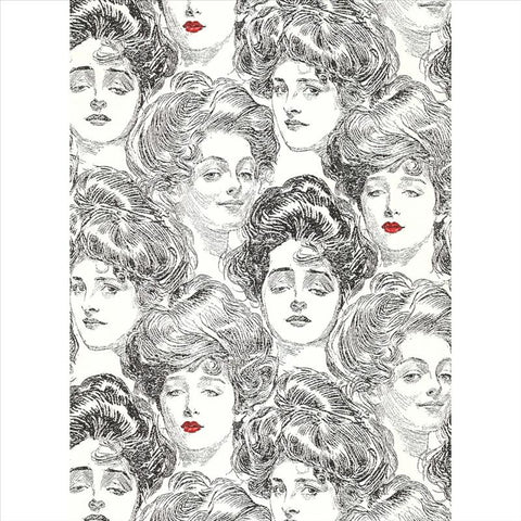 BV2419 SS2419 Pucker Up Butter Cup Black White Gibson Girl Toile Wallpaper