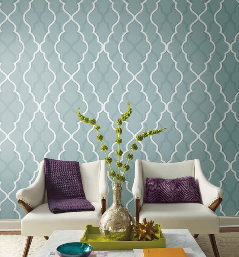CI2394 Teal Double Damask Wallpaper