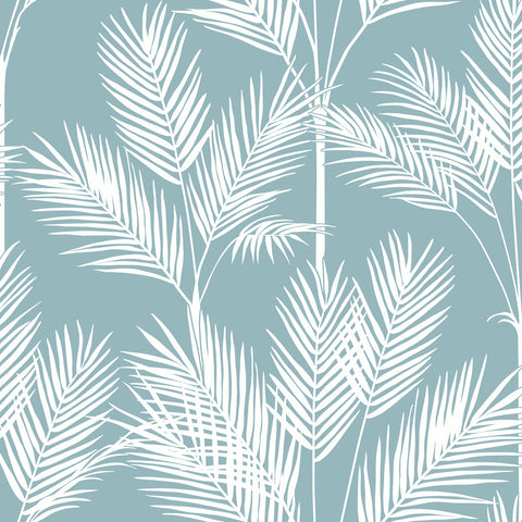 CV4408 Blue King Palm Silhouette Wallpaper