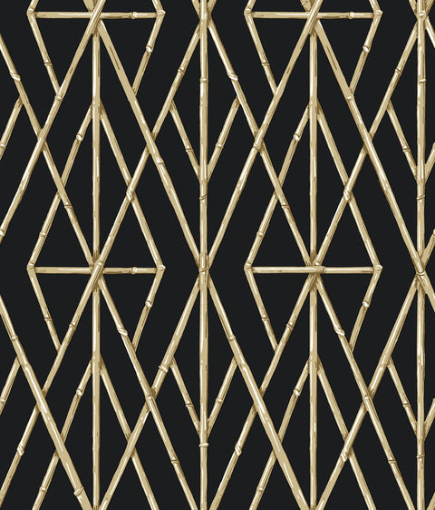 CV4448 Black Riviera Bamboo Trellis Wallpaper