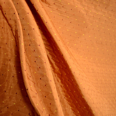Dalyan Solar Terra Cotta Rust Golden Yellow Diamond Polka Dot Faux Silk Fabric