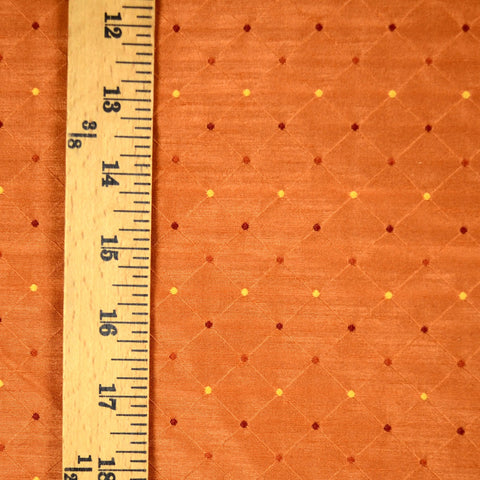 Dalyan Solar Terra Cotta Rust Golden Yellow Diamond Polka Dot Faux Silk Fabric