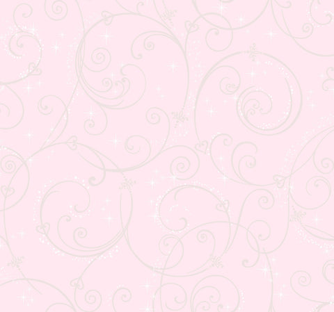 DI0904 Pink/ Glitter Disney Princess Perfect Scroll Wallpaper