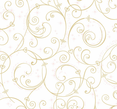 DI0905 Gold/Glitter Disney Princess Perfect Scroll Wallpaper