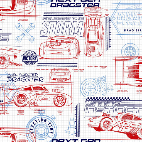 DI0915 Red Disney and Pixar Cars Schematic Wallpaper