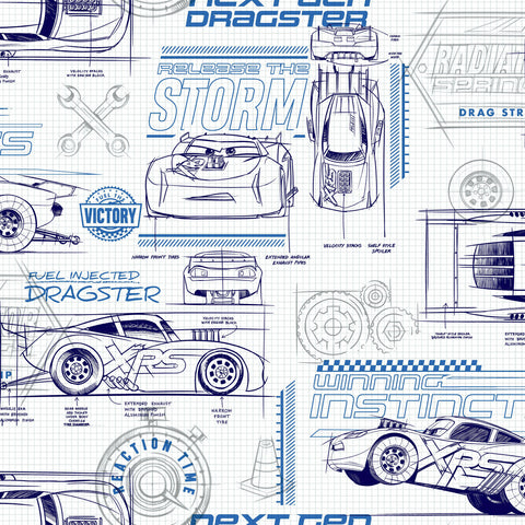 DI0916 Blue Disney and Pixar Cars Schematic Wallpaper