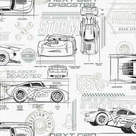 DI0917 Neutral Disney and Pixar Cars Schematic Wallpaper