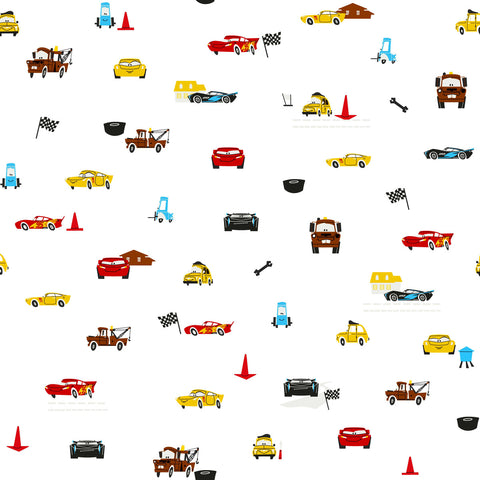 DI0921 White Disney and Pixar Cars Racing Spot Wallpaper