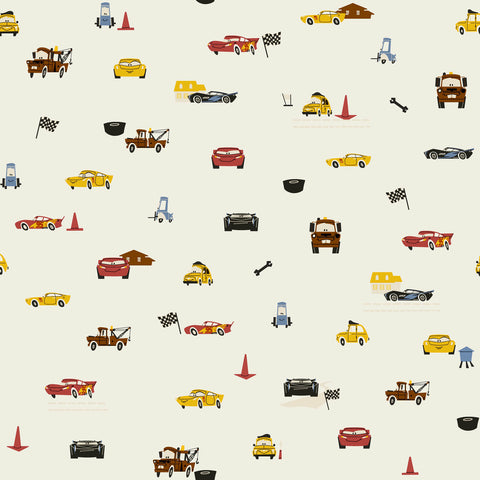 DI0922 Cream Disney and Pixar Cars Racing Spot Wallpaper