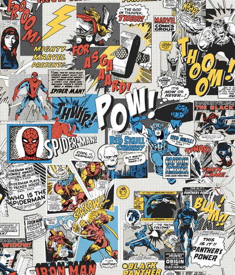 DI0944 Black/Blue/Red Marvel Comics Pow! Wallpaper