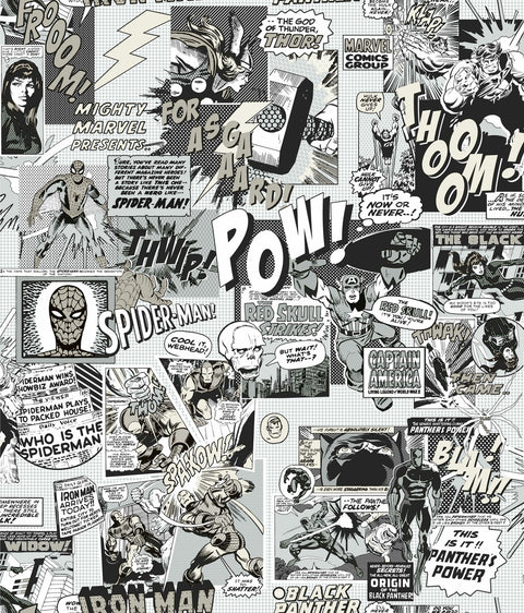 DI0946 Black/White Marvel Comics Pow! Wallpaper