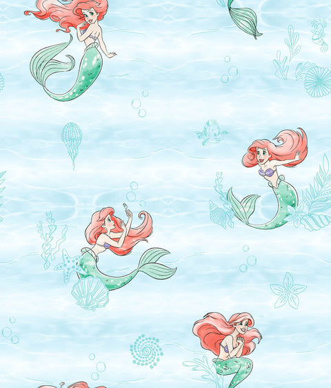 DI0954 Teal Disney The Little Mermaid Swim Wallpaper