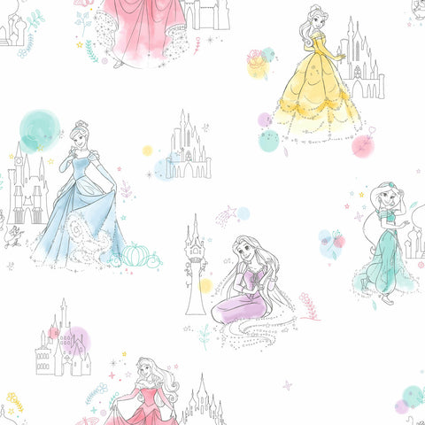 DI0968 White Disney Princess Pretty Elegant Wallpaper