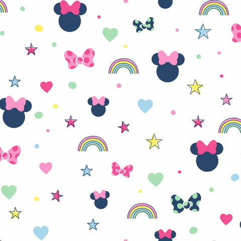 DI0991 Pink Disney Minnie Mouse Rainbow Wallpaper