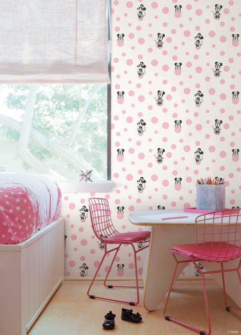 DI1027 Pink Minnie Dots Wallpaper