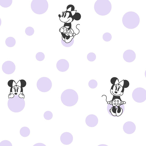 DI1028 Purple Disney Minnie Mouse Dots Wallpaper