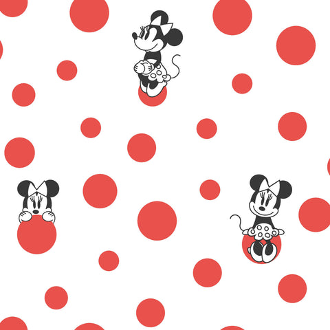 DI1029 Red Disney Minnie Mouse Dots Wallpaper