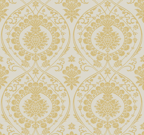 DM4903 Off White Gold Imperial Damask Wallpaper