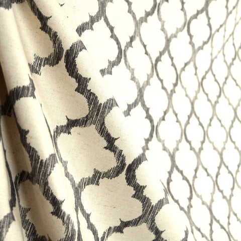 Enhance Greystone Trellis Grey Natural Linen Fabric