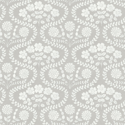 FH4021 Beige/White Folksy Floral Wallpaper