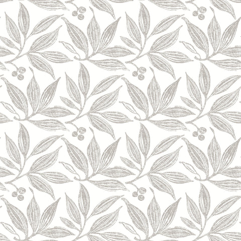 FH4061 Linen/White Chokeberry Block Print Wallpaper